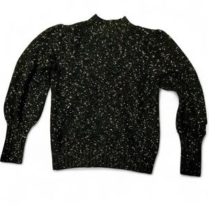 🌟Ann Taylor Factory Black & Gold Sparkle Puff Sleeve Sweater Size M🌟
